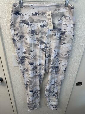 Oalka Neutral Watercolor Print Joggers. Size XL